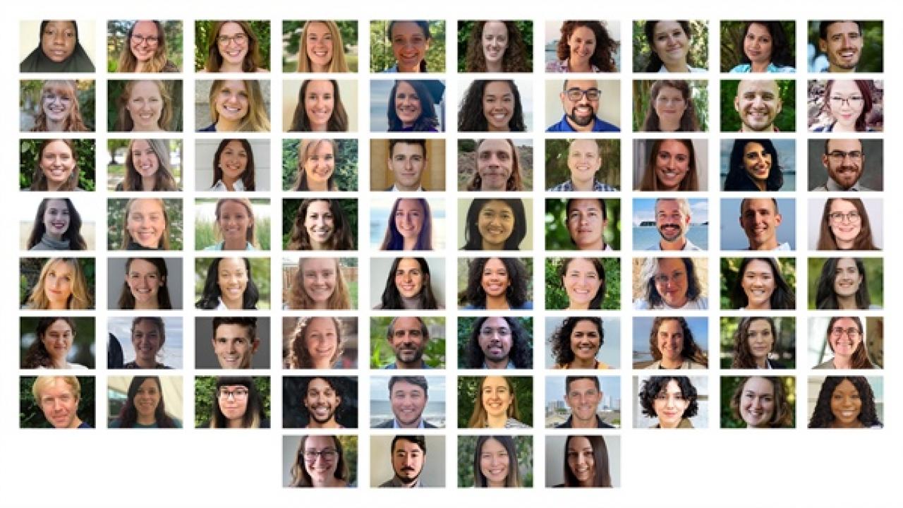 74 portrait images of finalists for the 2022 John A. Knauss Marine Policy Fellowship Program